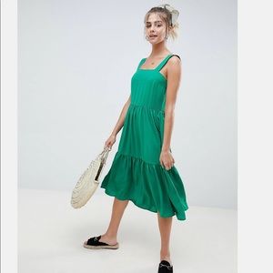 ASOS green tiered dress